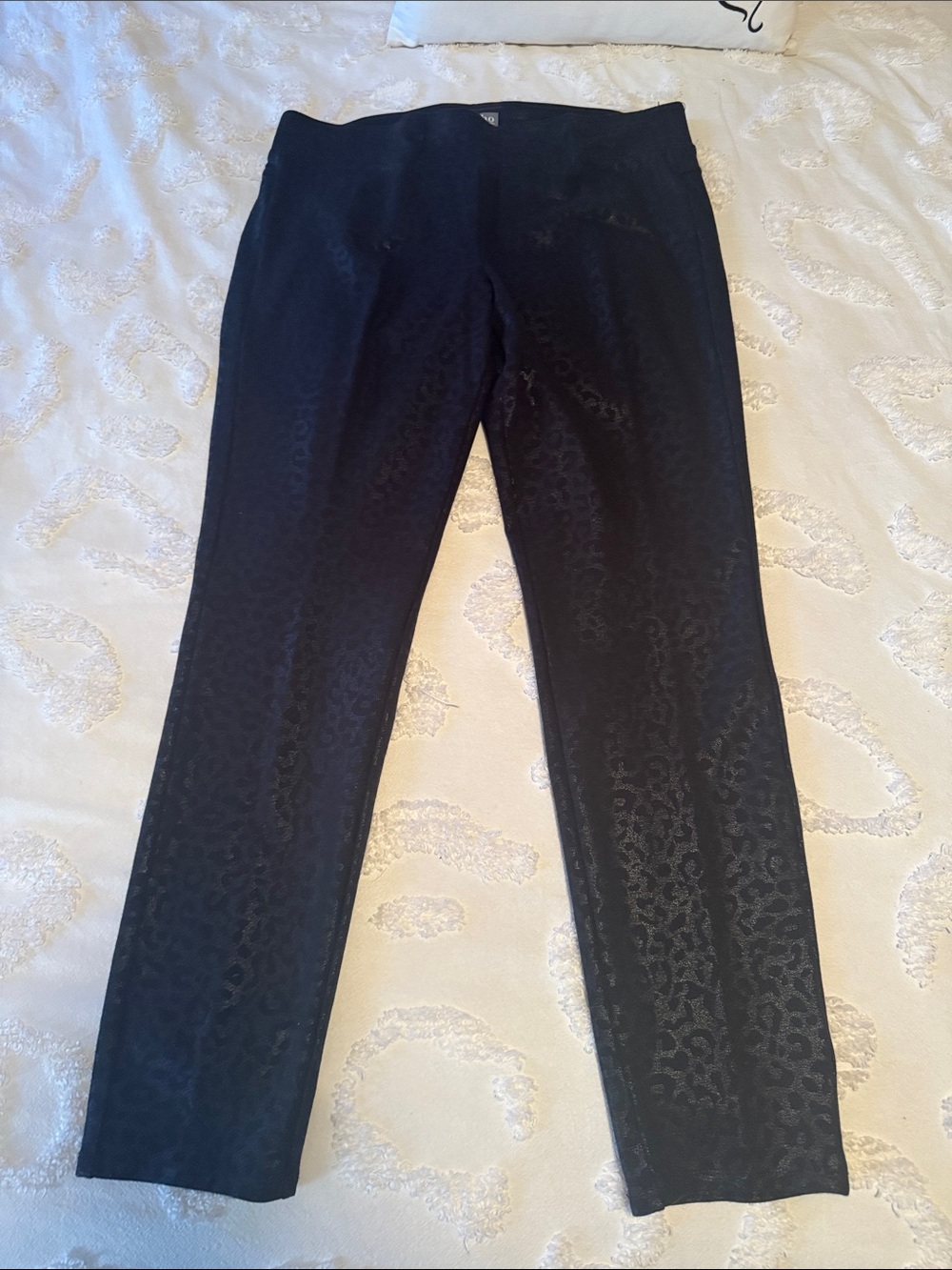 Soho Black Leopard Jacquard Stretch Pants